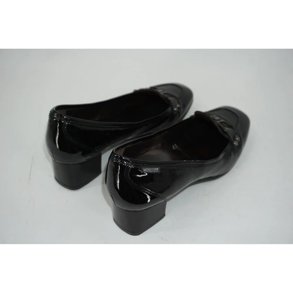Mephisto Shoes Black‎ Patent Leather Pump Block Heel Studded Women's Size 11
